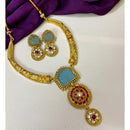 Joyful Jewel Art Floral Grace Pota Stone Necklace Set with Flower Motifs