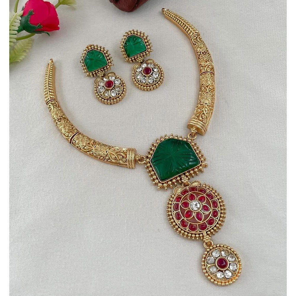 Joyful Jewel Art Floral Grace Pota Stone Necklace Set with Flower Motifs