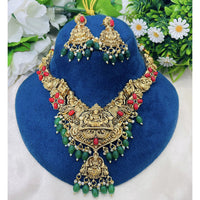 Joyful Jewel Art Regal Pota Stone And Pearl And Beads Intricate Necklace Set with Goddess Motifs