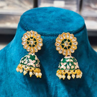 Joyful Jewel Art Heritage Meenakari Kundan Pearl Statement Jhumki Earrings