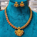 Joyful Jewel Art Traditional Matte Pota Stone And Meenakari Temple Necklace Set