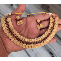 Joyful Jewel Art Traditional Matte Pota Stone Temple Necklace Set