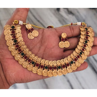Joyful Jewel Art Traditional Matte Pota Stone Temple Necklace Set