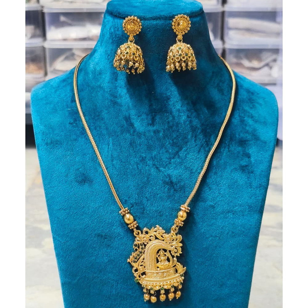 Joyful Jewel Art Matte Royal Pota Stone And Pearl Temple Necklace Set