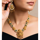 Joyful Jewel Art Matte Royal Pota Stone And Pearl Temple Necklace Set