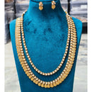 Joyful Jewel Art Matte Royal Look Pota Stone And Temple Double Necklace Set