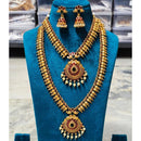 Joyful Jewel Art Traditional Matte Finish Pota Stone And Pearl Double Necklace Set