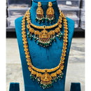 Joyful Jewel Art Matte Royal Look Pota Stone And Temple Double Necklace Set  