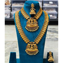 Joyful Jewel Art Matte Royal Look Pota Stone And Temple Double Necklace Set  