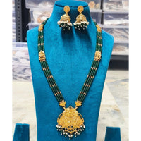 Joyful Jewel Art Heritage Style Matte Pota Stone Temple Long Necklace Set