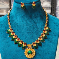 Joyful Jewel Art Traditional Matte Pota Stone And Meenakari Necklace Set