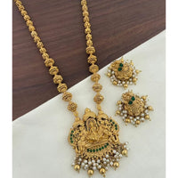 Joyful Jewel Art Timeless Matte Gold Pota Stone And Pearl Temple Long Necklace set