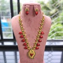 Joyful Jewel Art Traditional Matte Pota Stone And Pearl Long Necklace Set