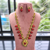 Joyful Jewel Art Traditional Matte Pota Stone And Pearl Long Necklace Set