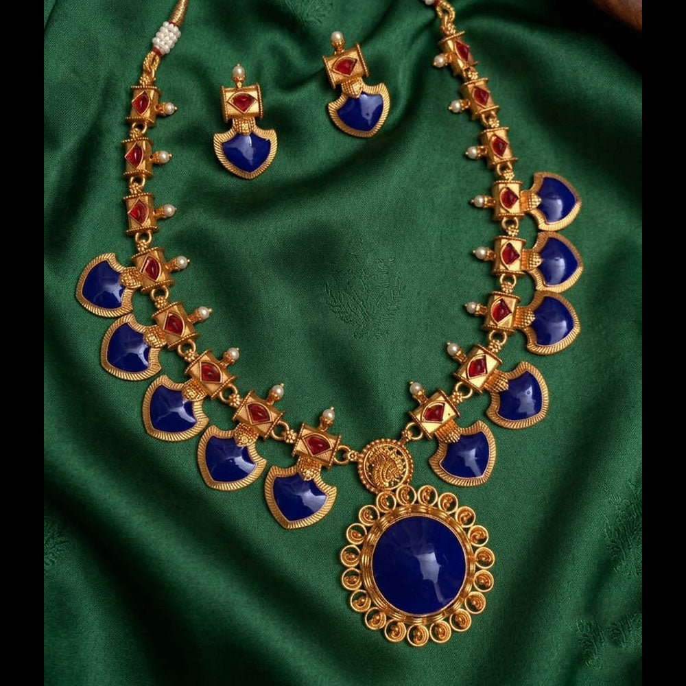 Joyful Jewel Art Traditional Matte Pota Stone Necklace Set