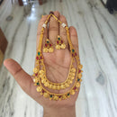 Joyful Jewel Art Traditional Matte Pota Stone And Temple Necklace Set
