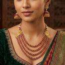 Joyful Jewel Art Traditional Matte Pota Stone And Pearl Necklace Set
