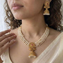 Joyful Jewel Art Traditional Matte Pota Stone And Pearl Necklace Set