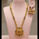 Joyful Jewel Art Traditional Matte Pota Stone And Pearl Long Necklace Set