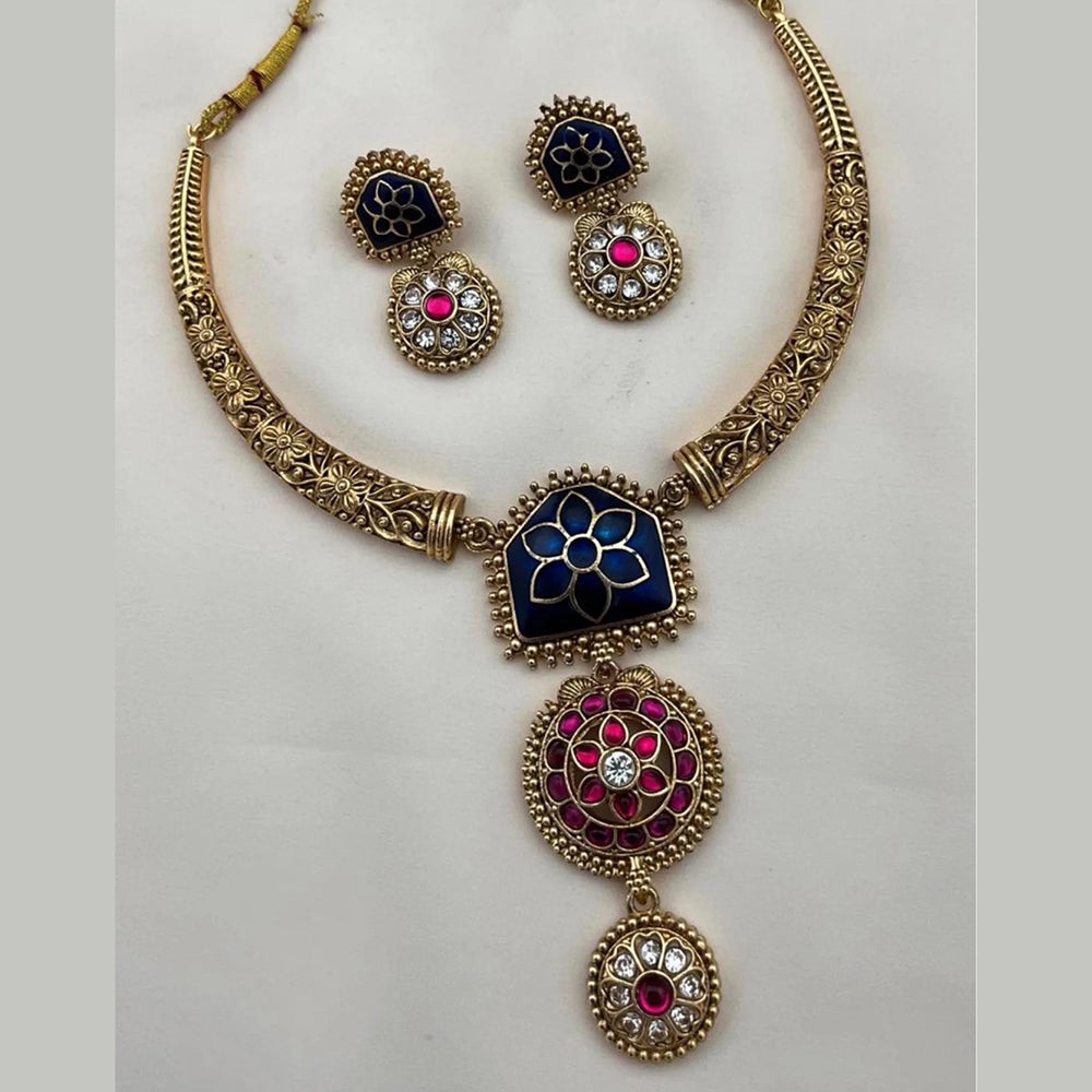 Joyful Jewel Art Traditional Matte Pota Stone Necklace Set