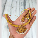 Joyful Jewel Art Traditional Matte Pota Stone And Pearl Temple Necklace Set