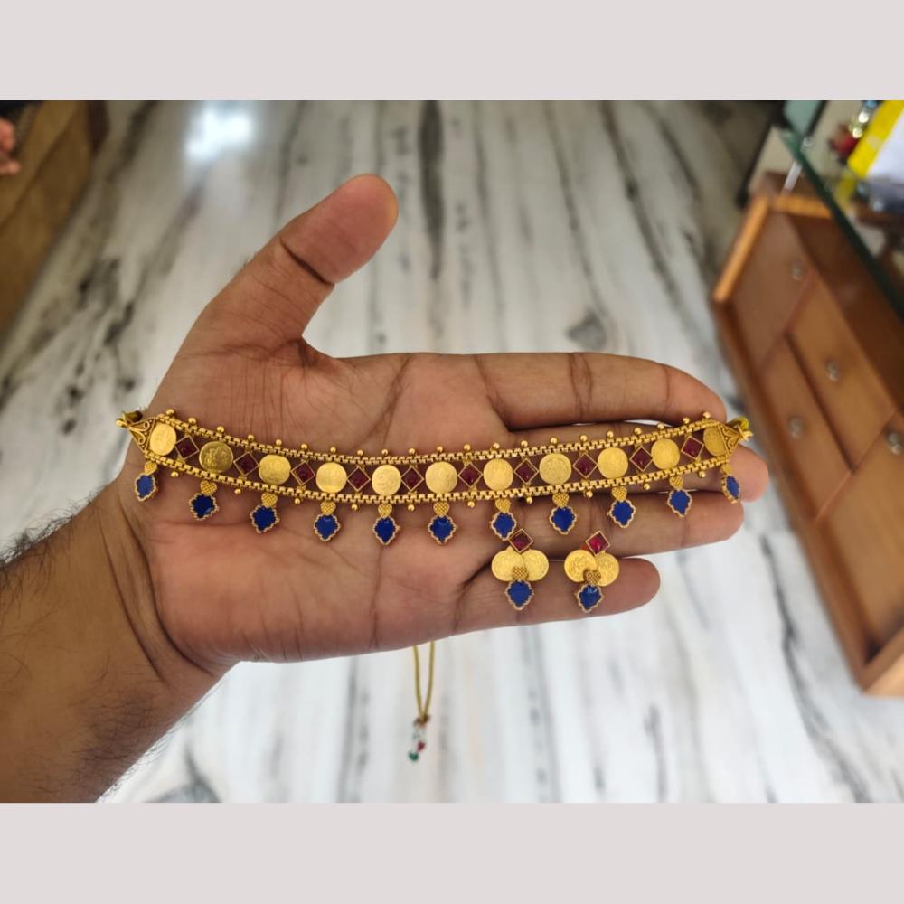 Joyful Jewel Art Traditional Matte Pota Stone Choker Necklace Set