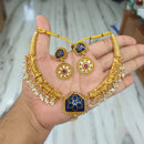 Joyful Jewel Art Traditional Matte Pota Stone And Pearl Necklace Set