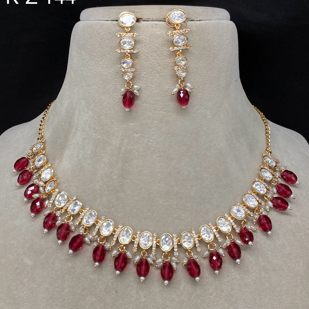 Amoliya Jewels Brass Polki Kundan Designer Necklace Set