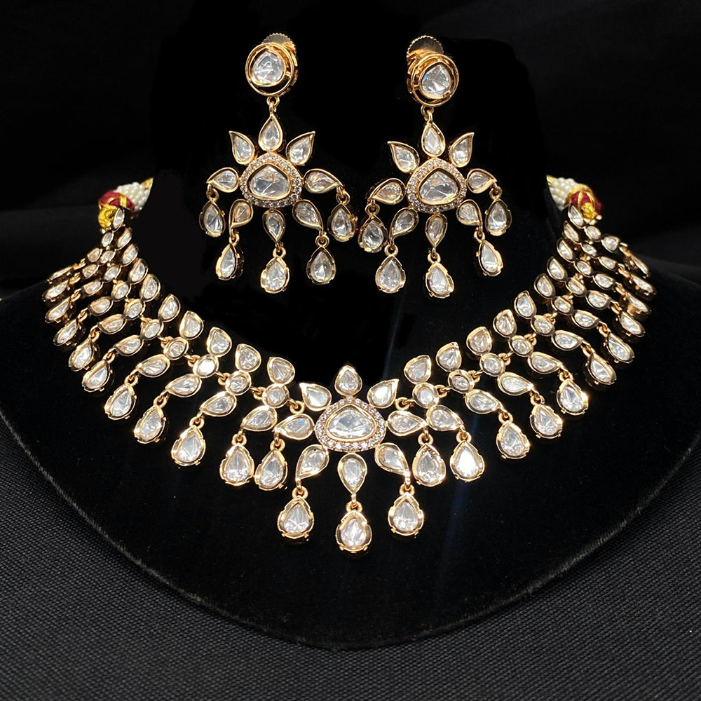 Amoliya Jewels Brass Polki Kundan Designer Necklace Set