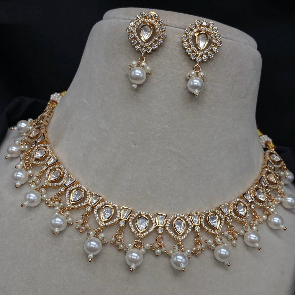 Amoliya Jewels Brass Polki Kundan Designer Necklace Set