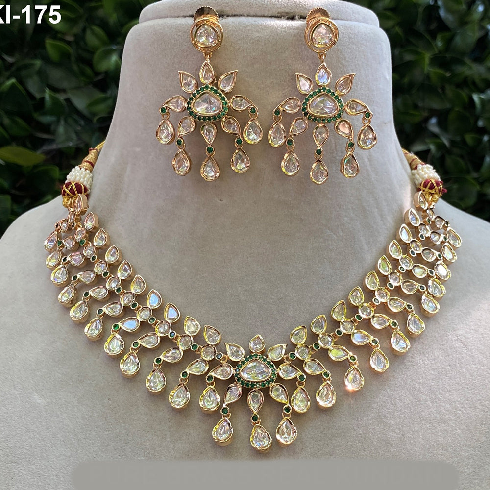 Amoliya Jewels Brass Polki Kundan Designer Necklace Set