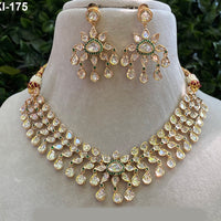 Amoliya Jewels Brass Polki Kundan Designer Necklace Set