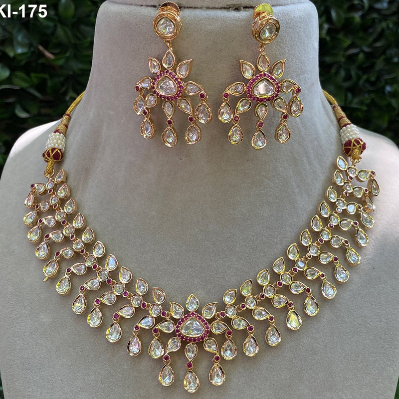 Amoliya Jewels Brass Polki Kundan Designer Necklace Set