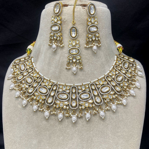 Amoliya Jewels Brass Polki Kundan Designer Necklace Set