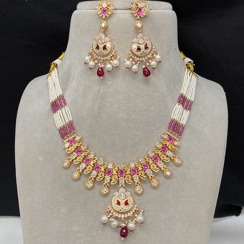 Amoliya Jewels Brass Polki Kundan Designer Necklace Set