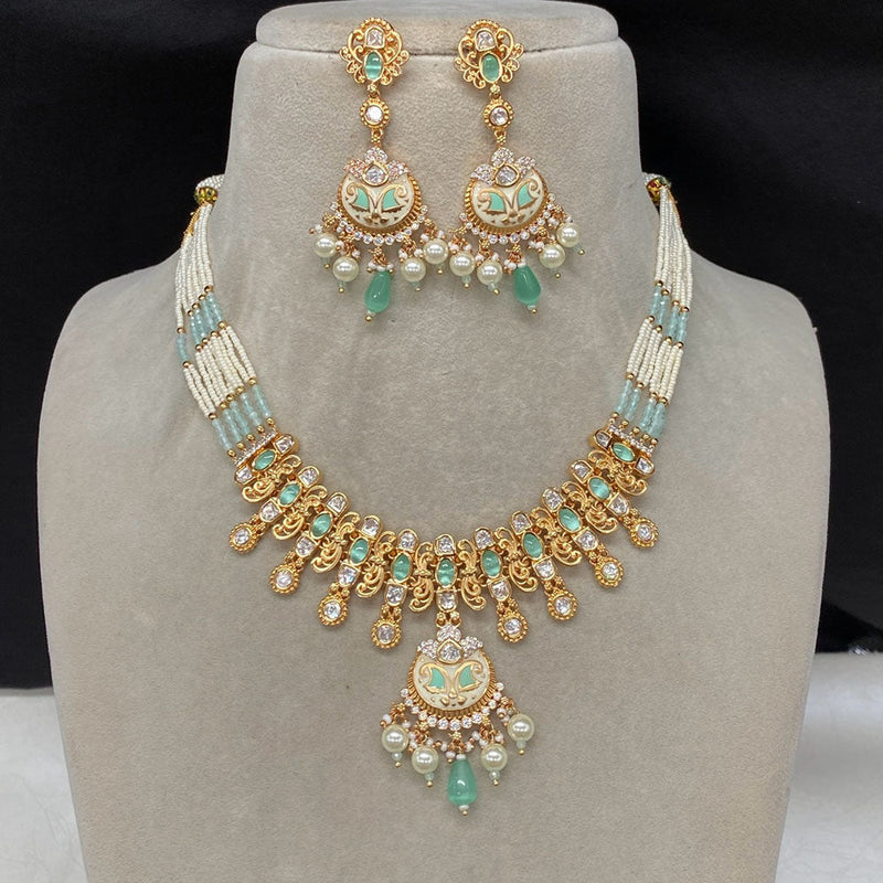 Amoliya Jewels Brass Polki Kundan Designer Necklace Set