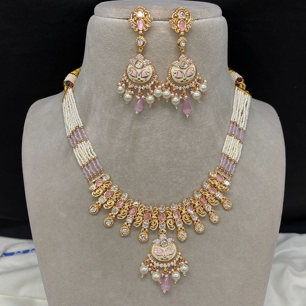 Amoliya Jewels Brass Polki Kundan Designer Necklace Set