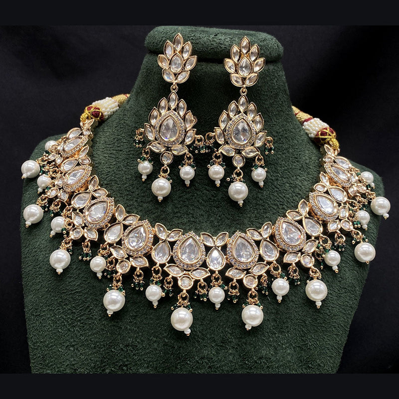 Amoliya Jewels Brass Polki Kundan Designer Necklace Set