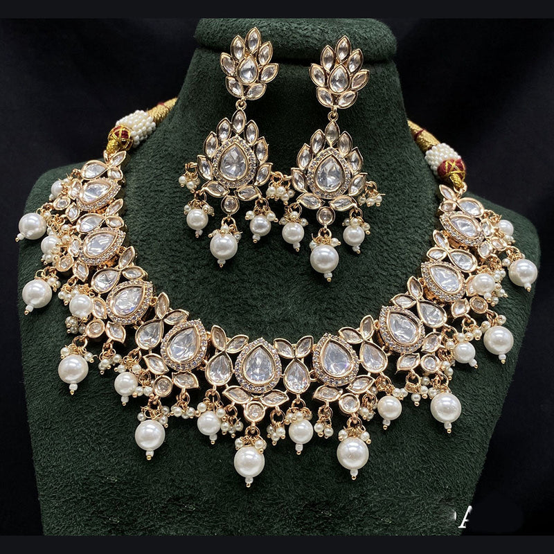 Amoliya Jewels Brass Polki Kundan Designer Necklace Set