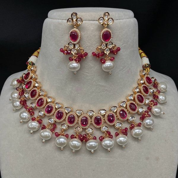 Amoliya Jewels Brass Polki Kundan Designer Necklace Set