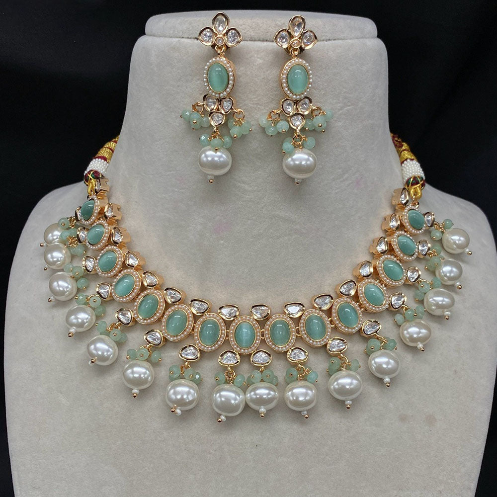 Amoliya Jewels Brass Polki Kundan Designer Necklace Set