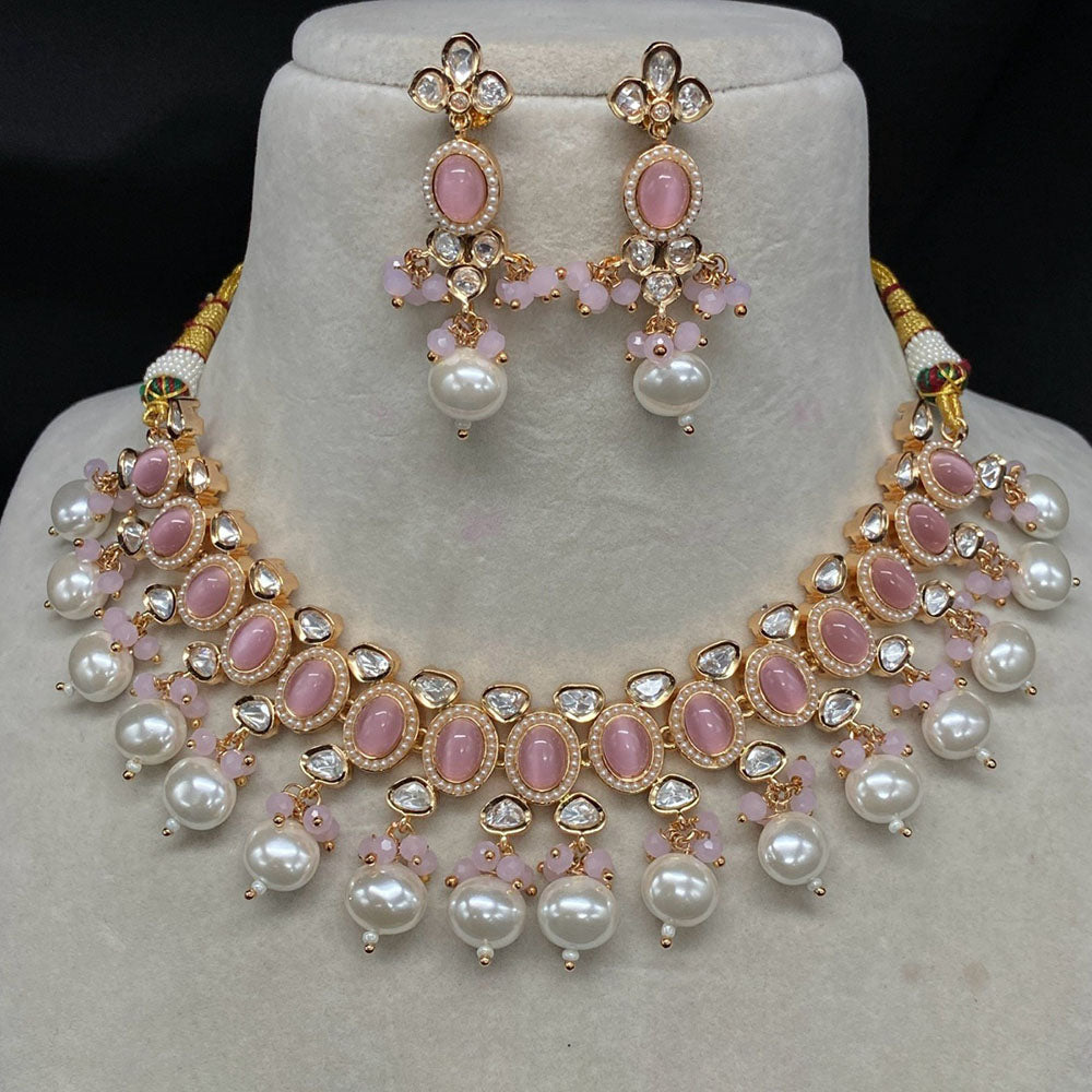 Amoliya Jewels Brass Polki Kundan Designer Necklace Set