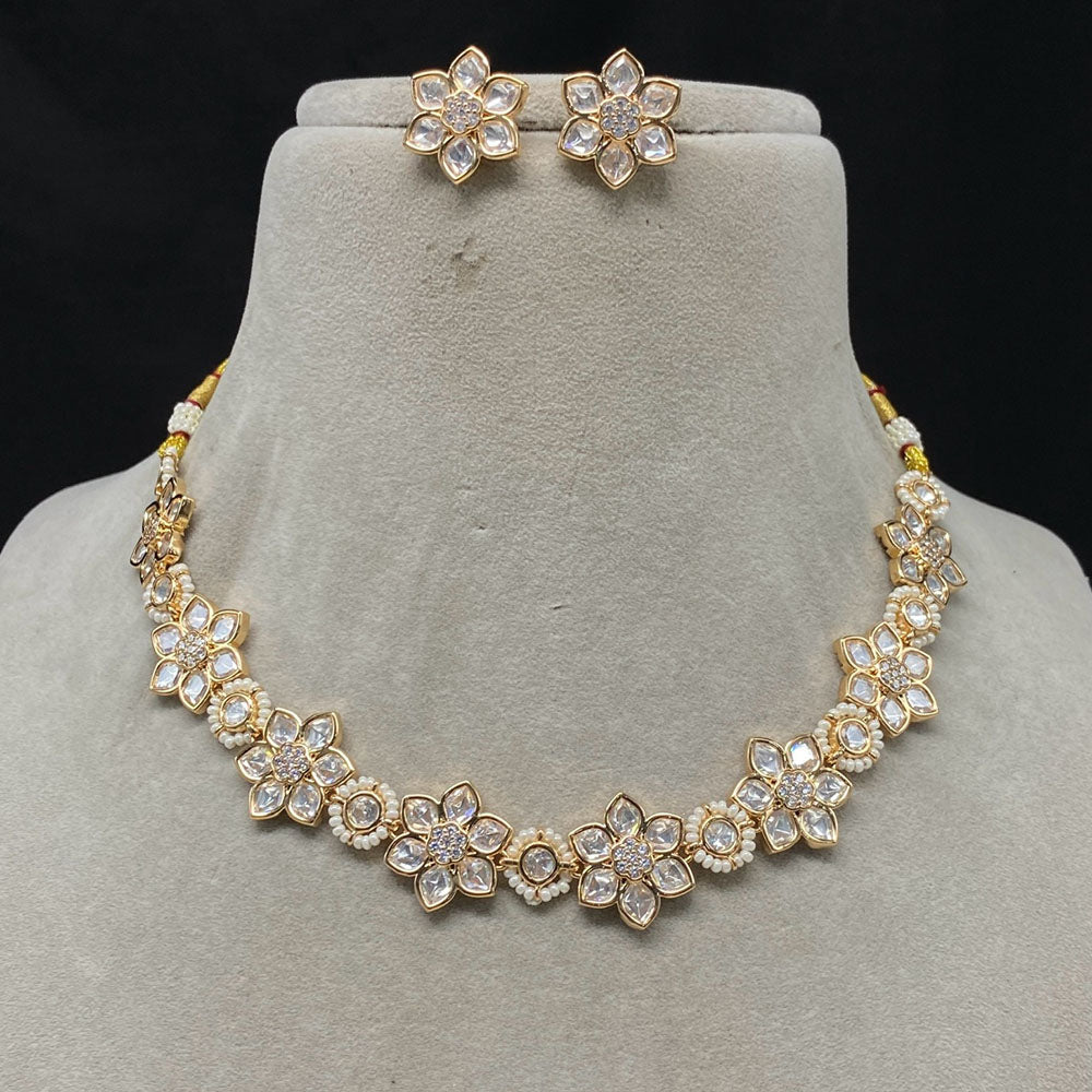 Amoliya Jewels Brass Polki Kundan Designer Necklace Set