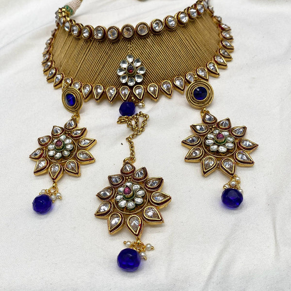 Amoliya Jewels Brass Polki Kundan Designer Choker Necklace Set