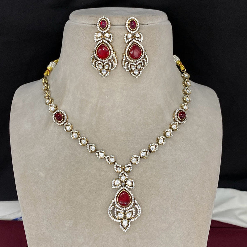 Amoliya Jewels Brass Polki Kundan Designer Necklace Set