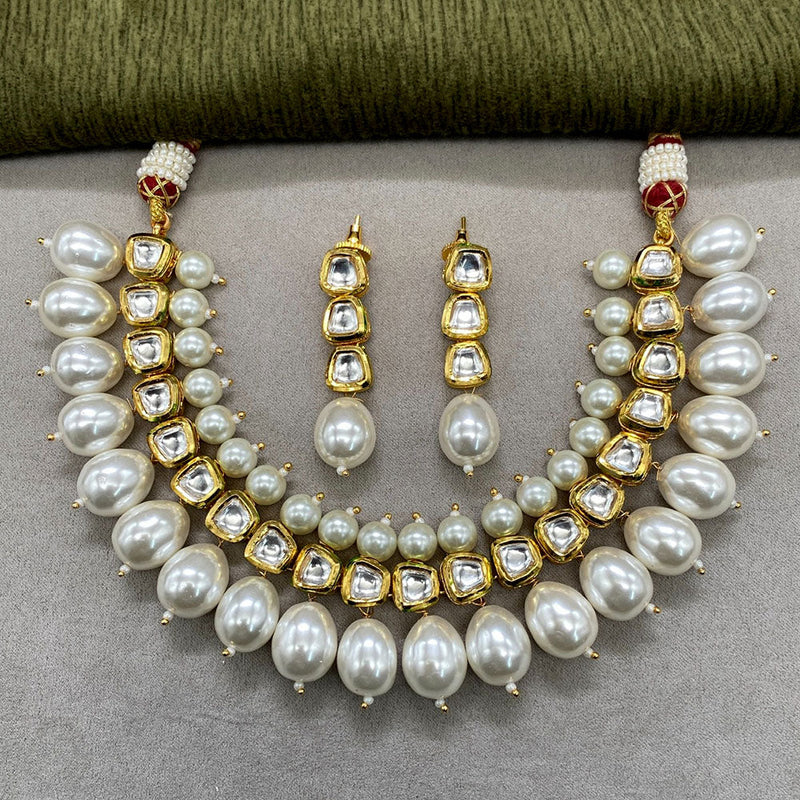 Amoliya Jewels Brass Polki Kundan Designer Necklace Set