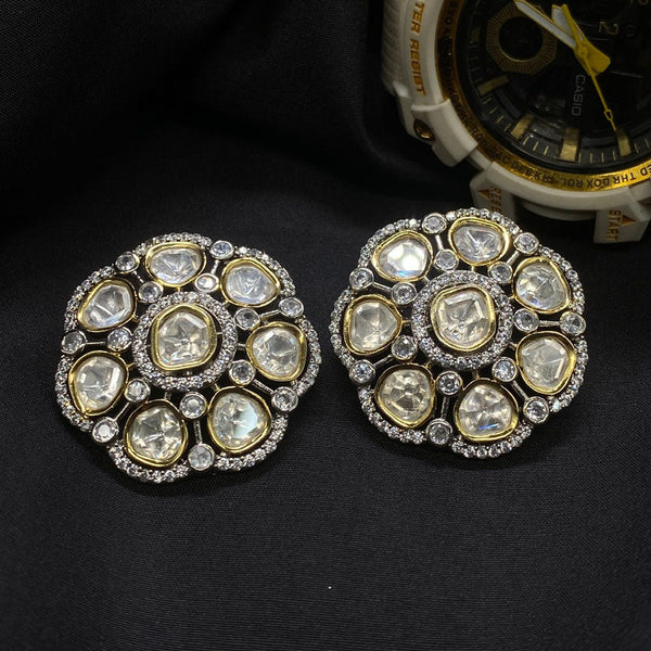 Amoliya Jewels Brass Polki Kundan Stud Earrings