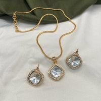 Amoliya Jewels Brass Polki Kundan Pendant Set