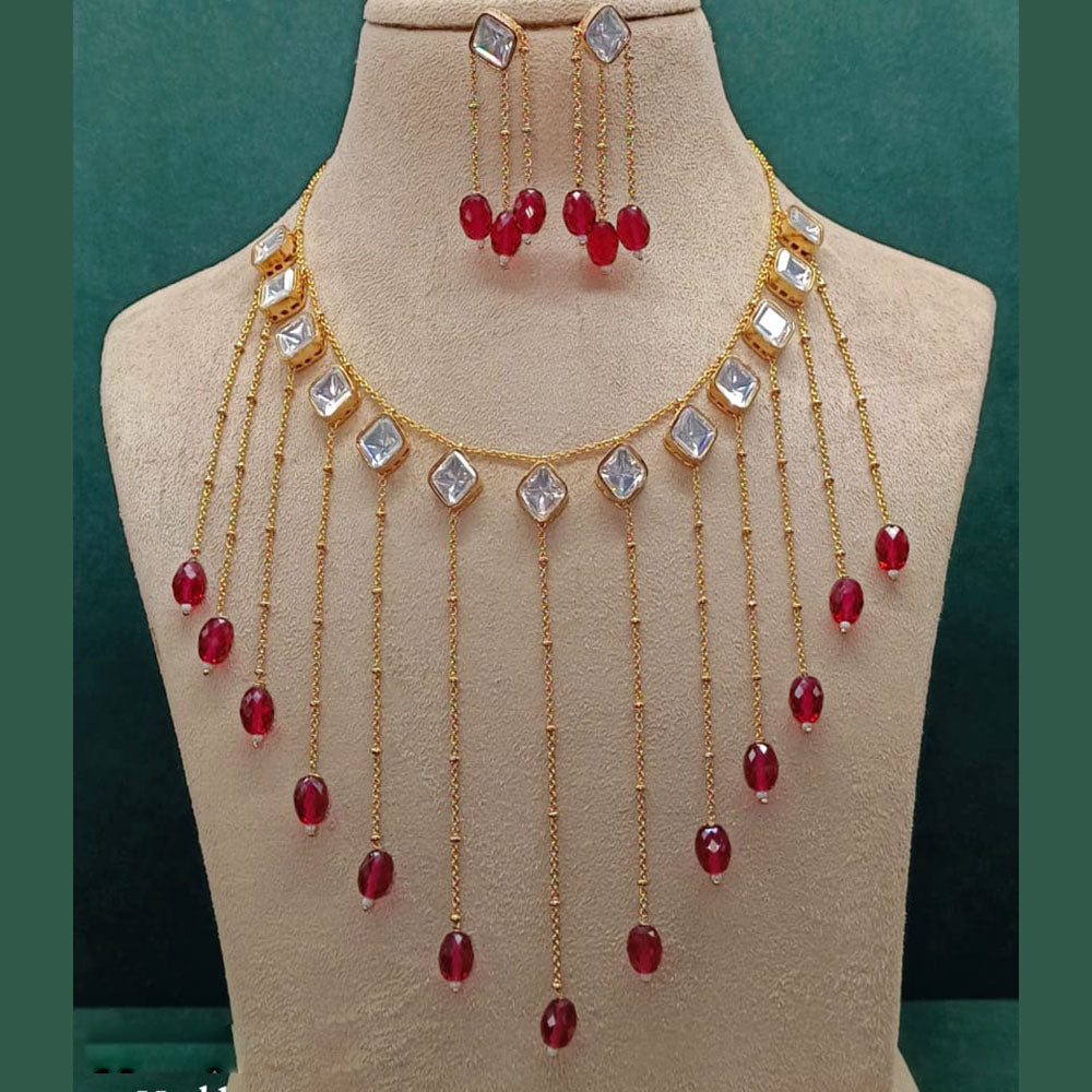 Amoliya Jewels Gold Plated Stylish Kundan Necklace Set