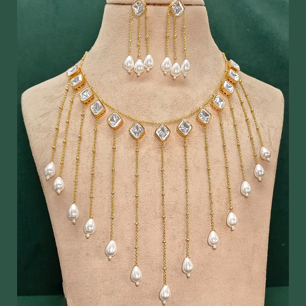 Amoliya Jewels Gold Plated Stylish Kundan Necklace Set